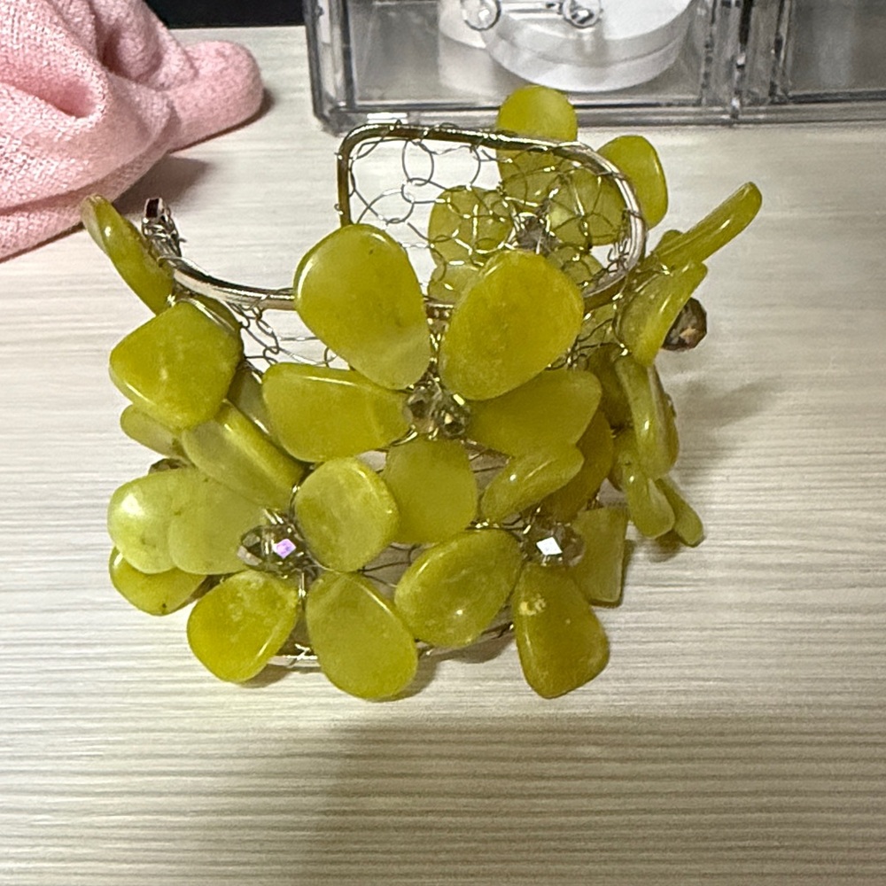 Yellow Floral Wire Cuff Bracelet